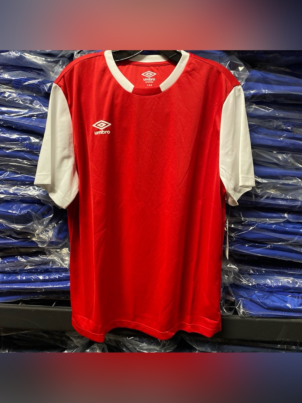 Umbro Premier Block Men’s Soccer Jersey Red White (UUM1UAL0) Training Large NWT